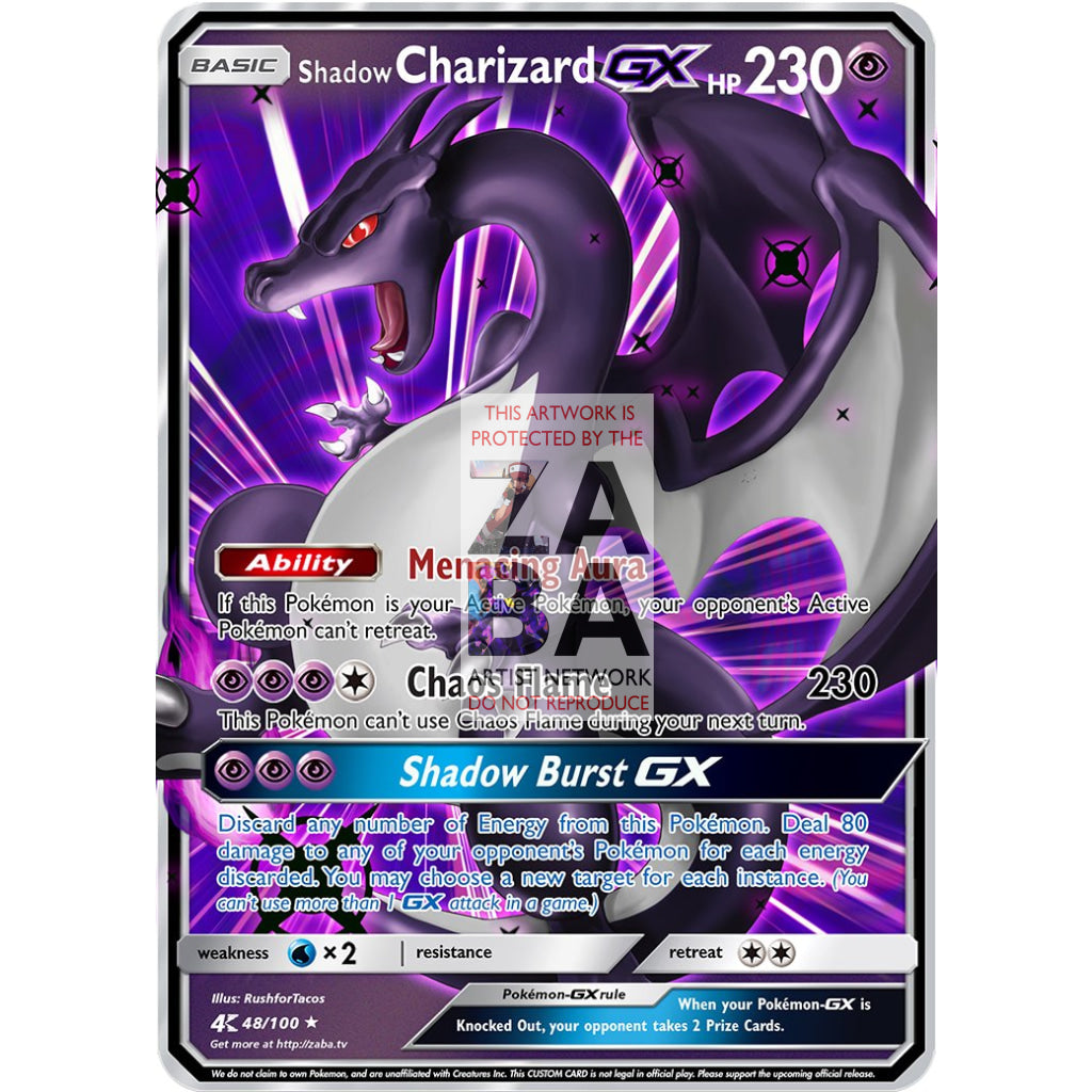 Shadow Charizard GX Custom Pokemon Card - ZabaTV