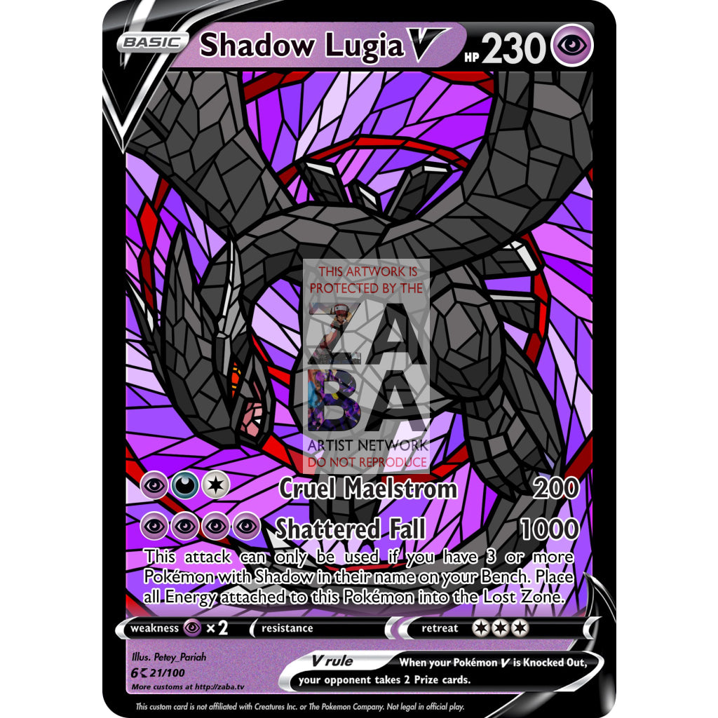 Shadow Lugia V (Stained-Glass) Custom Pokemon Card - ZabaTV