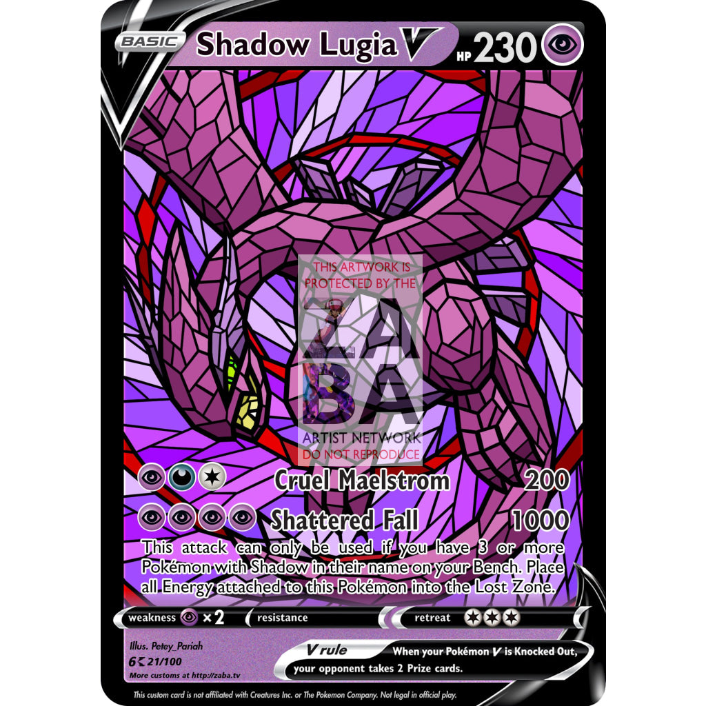 Shadow Lugia V (Stained-Glass) Custom Pokemon Card - ZabaTV