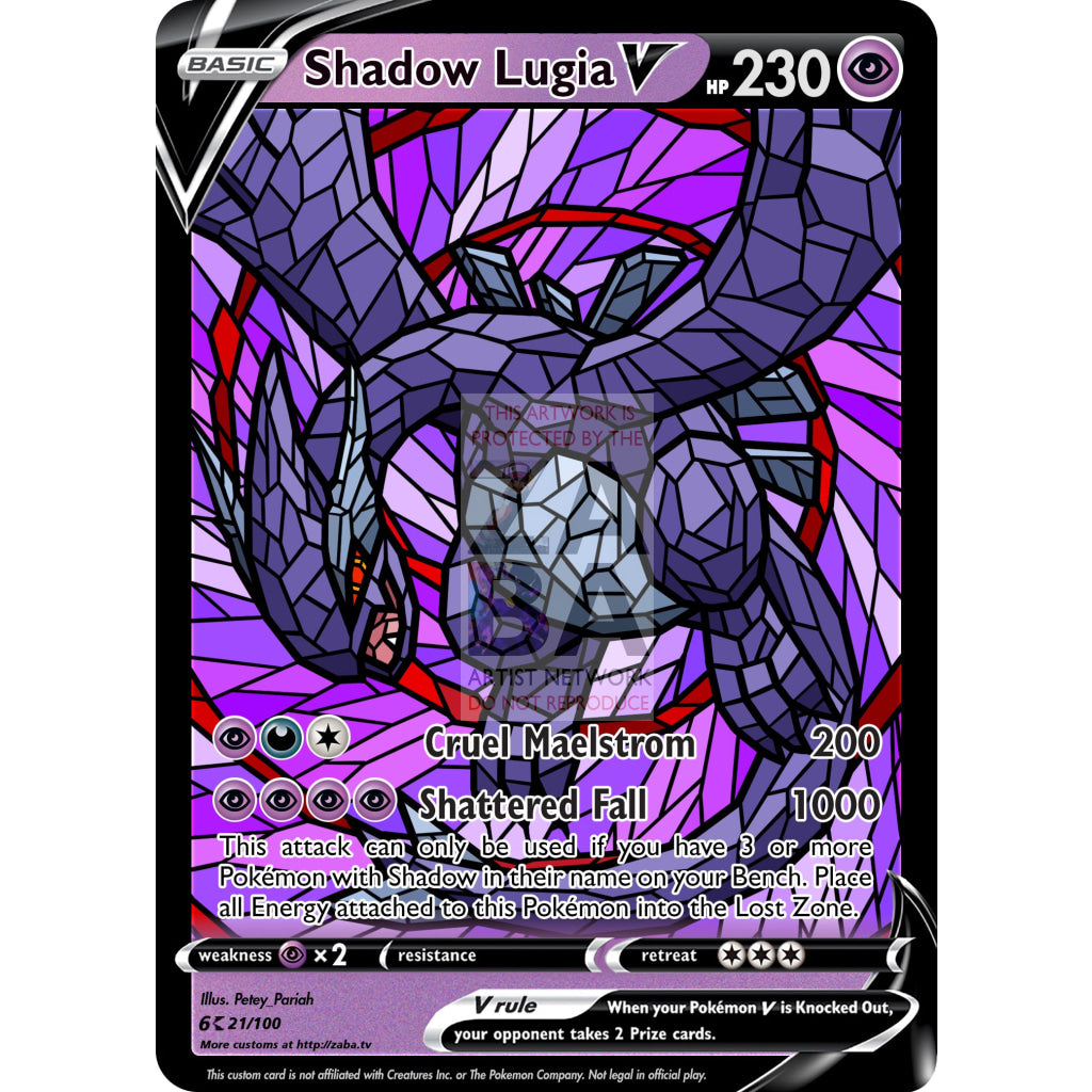 Shadow Lugia V (Stained-Glass) Custom Pokemon Card - ZabaTV