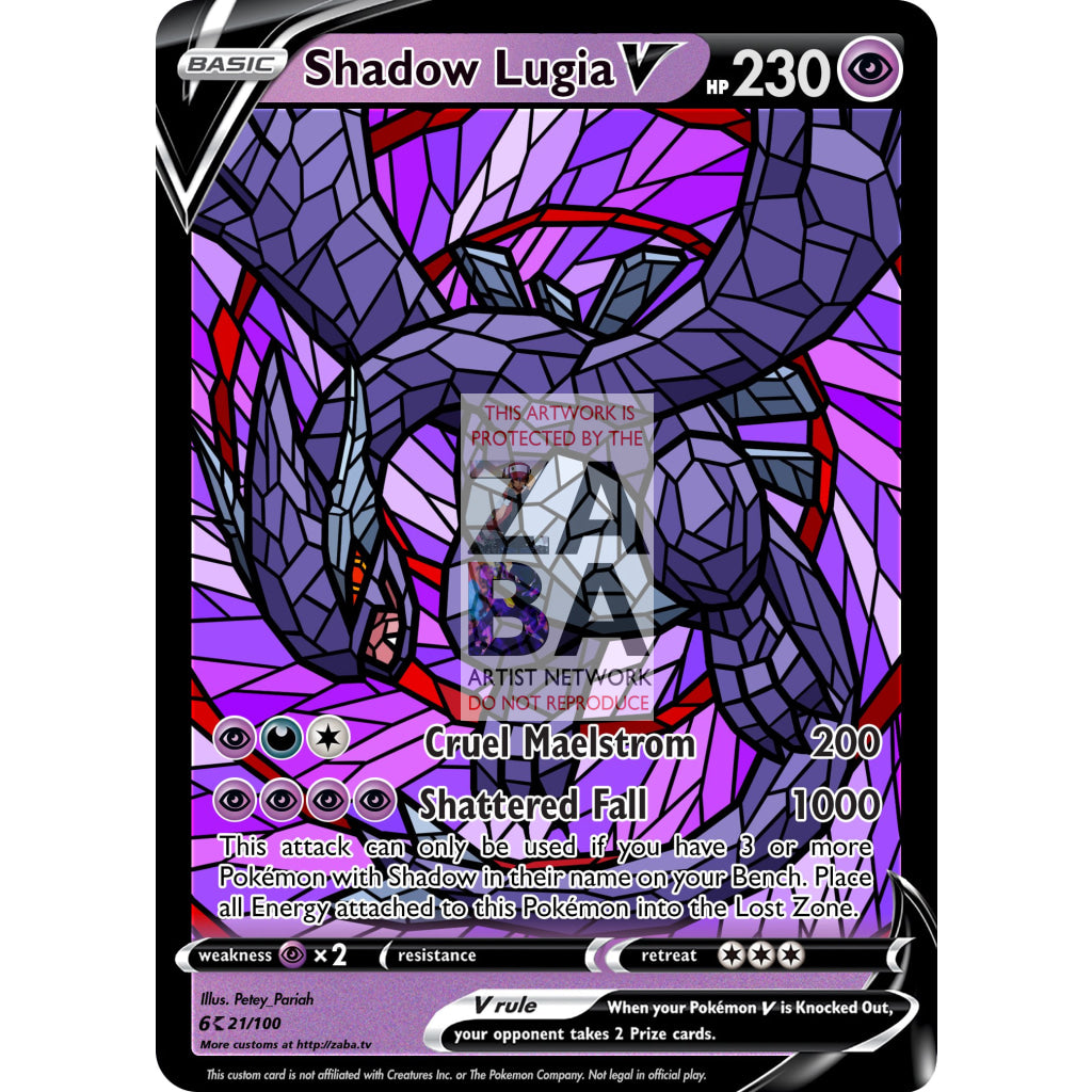 Shadow Lugia V (Stained-Glass) Custom Pokemon Card - ZabaTV