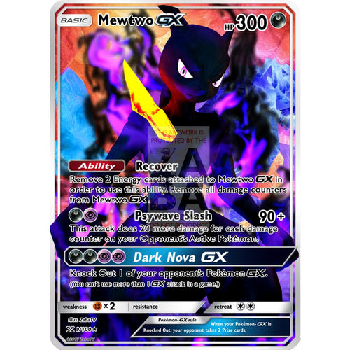 Shadow Mewtwo Gx Full Art Custom Pokemon Card