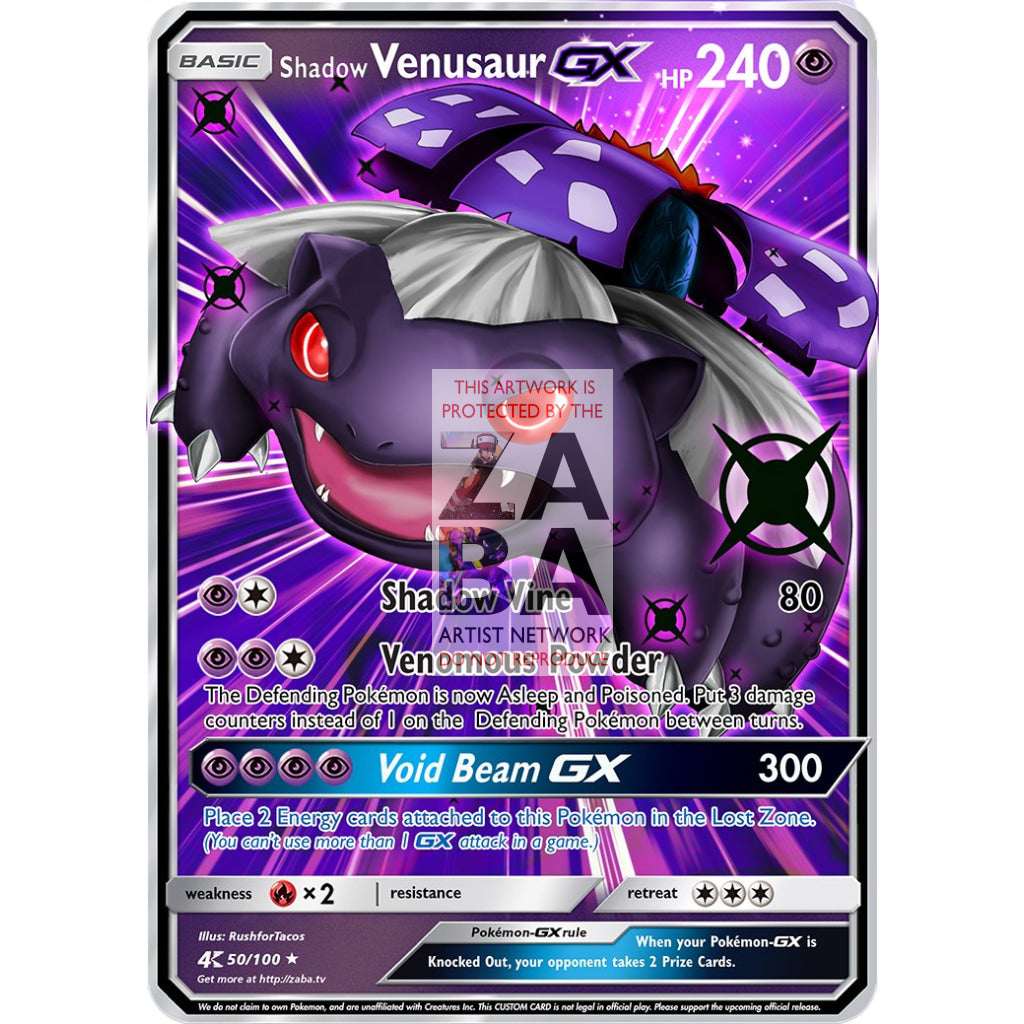 Shadow Venusaur GX Custom Pokemon Card - ZabaTV