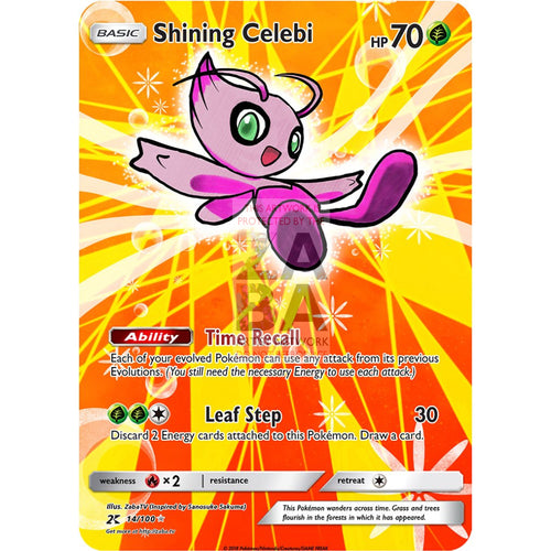 Shining Celebi Sm79 Extended Art Custom Pokemon Card Silver Holographic