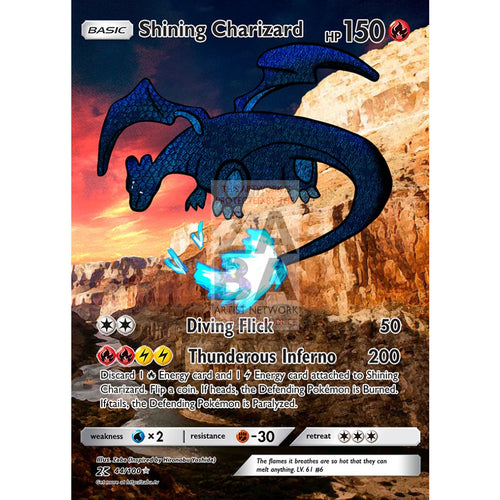 Shining Charizard 2018 Extended Art Custom Pokemon Card Silver Holographic
