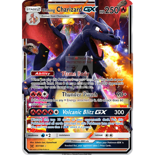 Shining Charizard Gx Custom Pokemon Card Silver Foil
