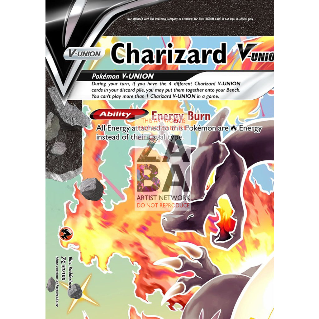 Shining Charizard V-UNION (All 4 Parts or Together) Custom Pokemon Card - ZabaTV