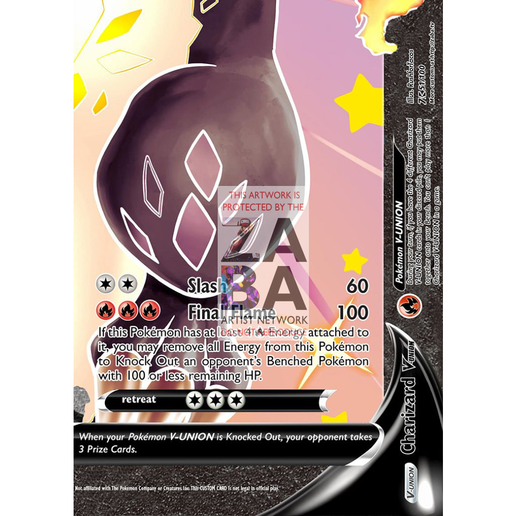 Shining Charizard V-UNION (All 4 Parts or Together) Custom Pokemon Card - ZabaTV