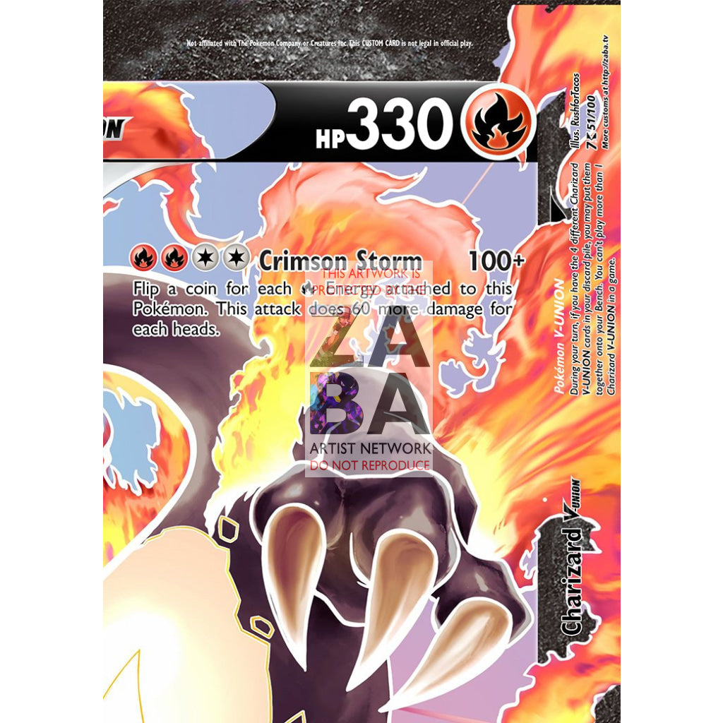 Shining Charizard V-UNION (All 4 Parts or Together) Custom Pokemon Card - ZabaTV