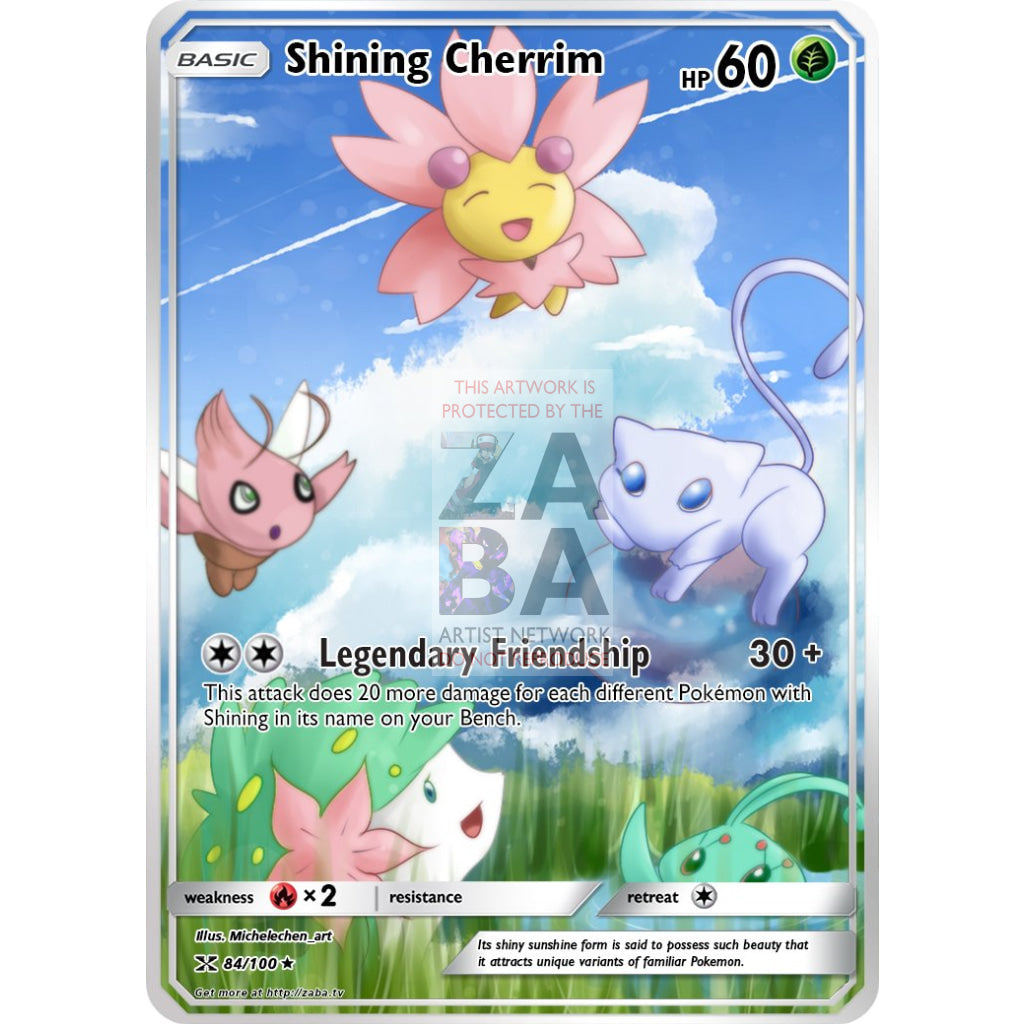 Shining Cherrim Custom Pokemon Card Silver Holo