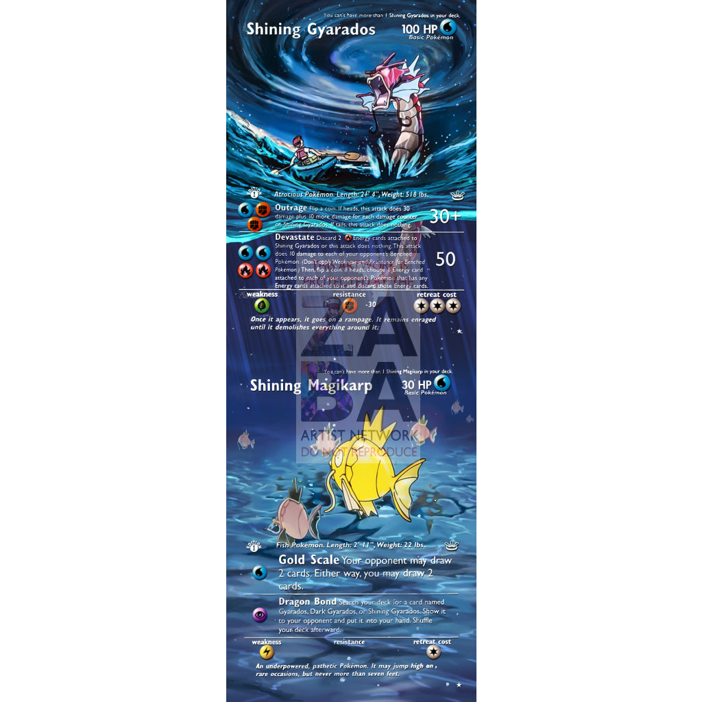 Shining Gyarados 65/64 Neo Revelations Extended Art Custom Pokemon Card With Magikarp Dual Pack +