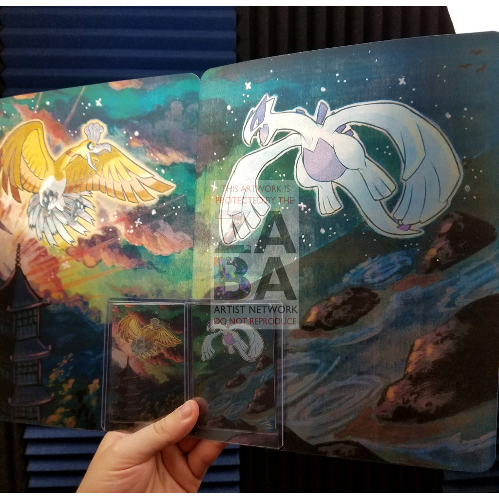 Shining Ho-Oh & Lugia 8X10.5 Combo Set Holographic Posters + Cards Gift Set Custom Pokemon Card