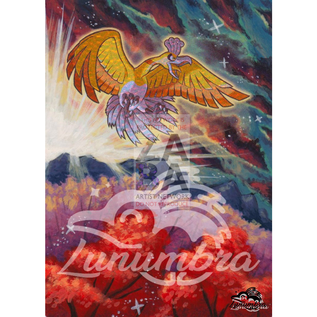 Shining Ho-Oh SM70 8"x10.5" Gold Holographic Poster + Card Gift Set - ZabaTV