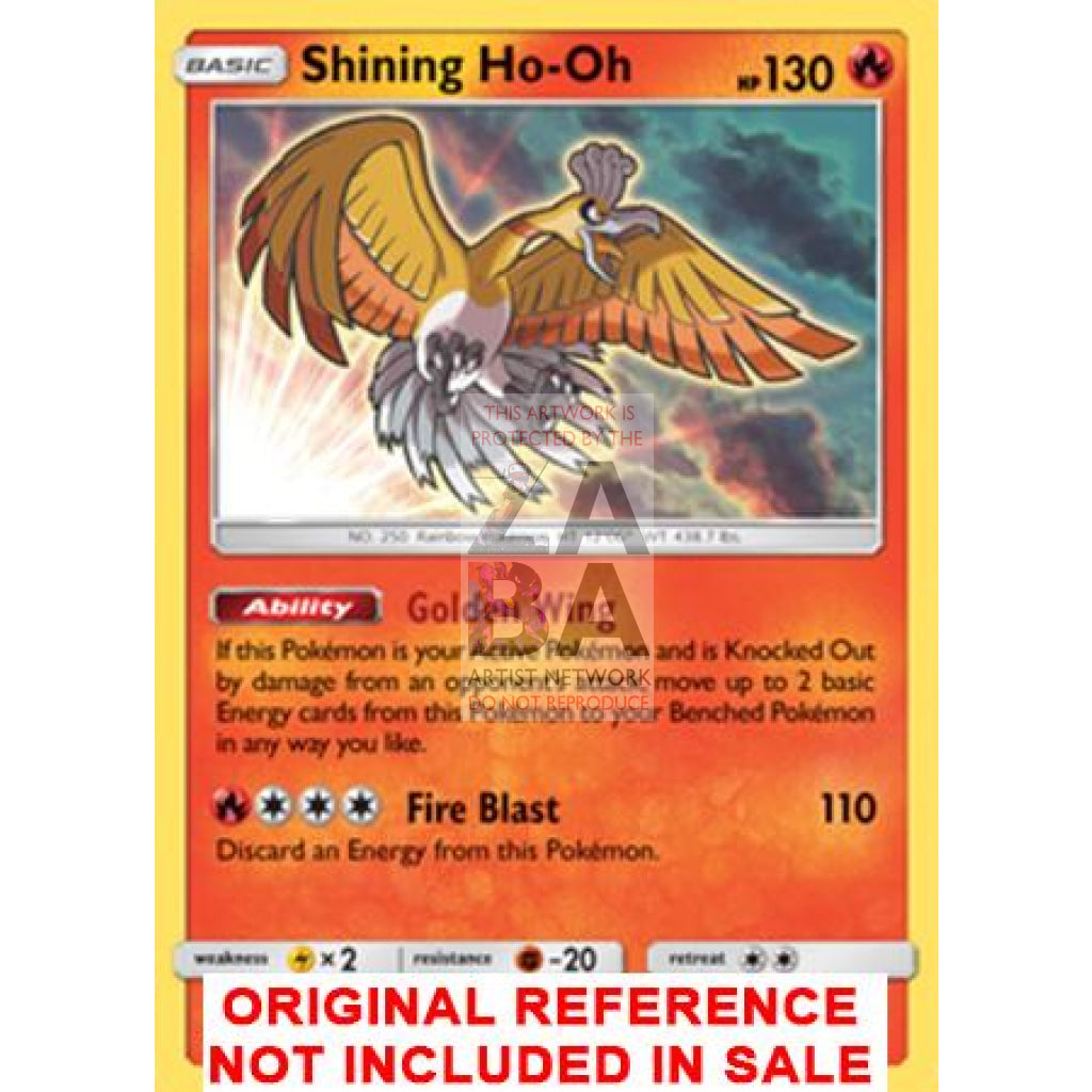 Shining Ho-Oh SM70 8"x10.5" Gold Holographic Poster + Card Gift Set - ZabaTV