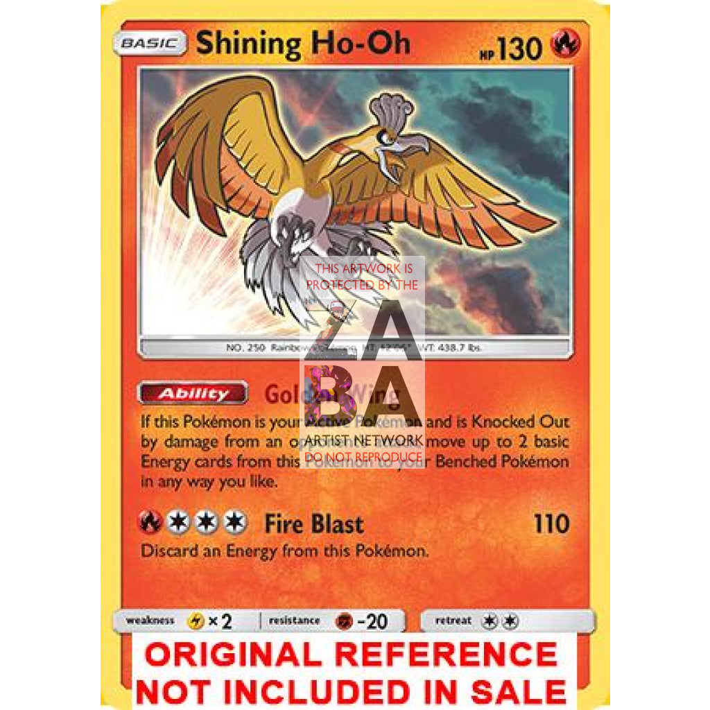 Shining Ho-Oh SM70 Sun & Moon Promo Extended Art Custom Pokemon Card - ZabaTV