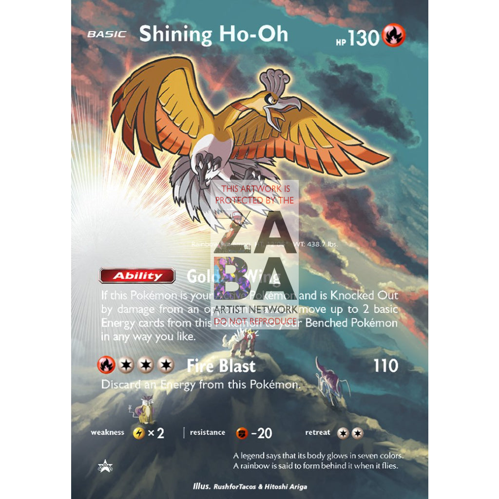 Shining Ho-Oh SM70 Sun & Moon Promo Extended Art Custom Pokemon Card - ZabaTV