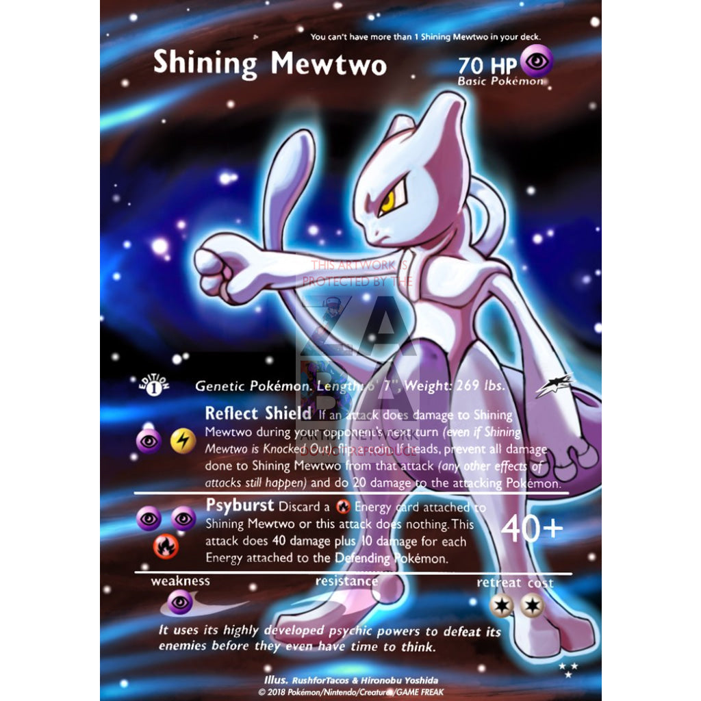 Shining Mewtwo 109/105 Neo Destiny Extended Art Custom Pokemon Card Silver Holographic