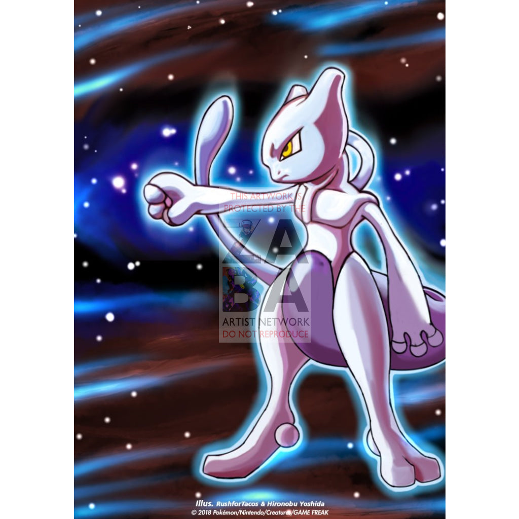 Shining Mewtwo 109/105 Neo Destiny Extended Art Custom Pokemon Card Textless Silver Holographic