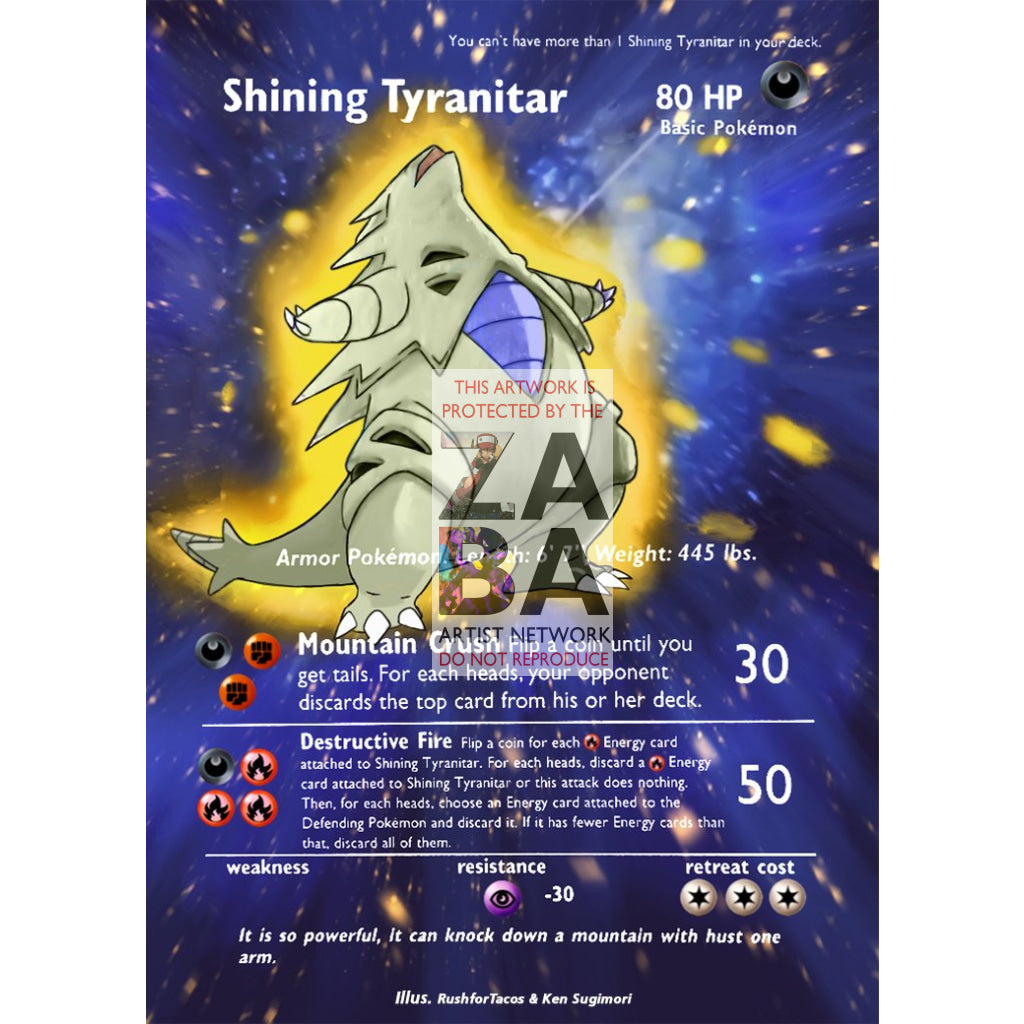 Shining Tyranitar 113/105 Neo Destiny Extended Art Custom Pokemon Card - ZabaTV