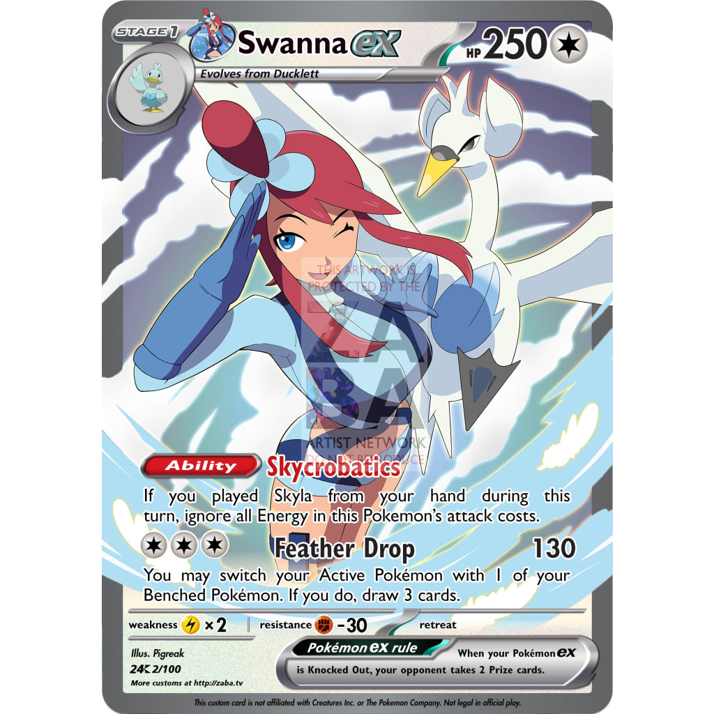 Skyla's Swanna ex Custom Pokemon Card - ZabaTV