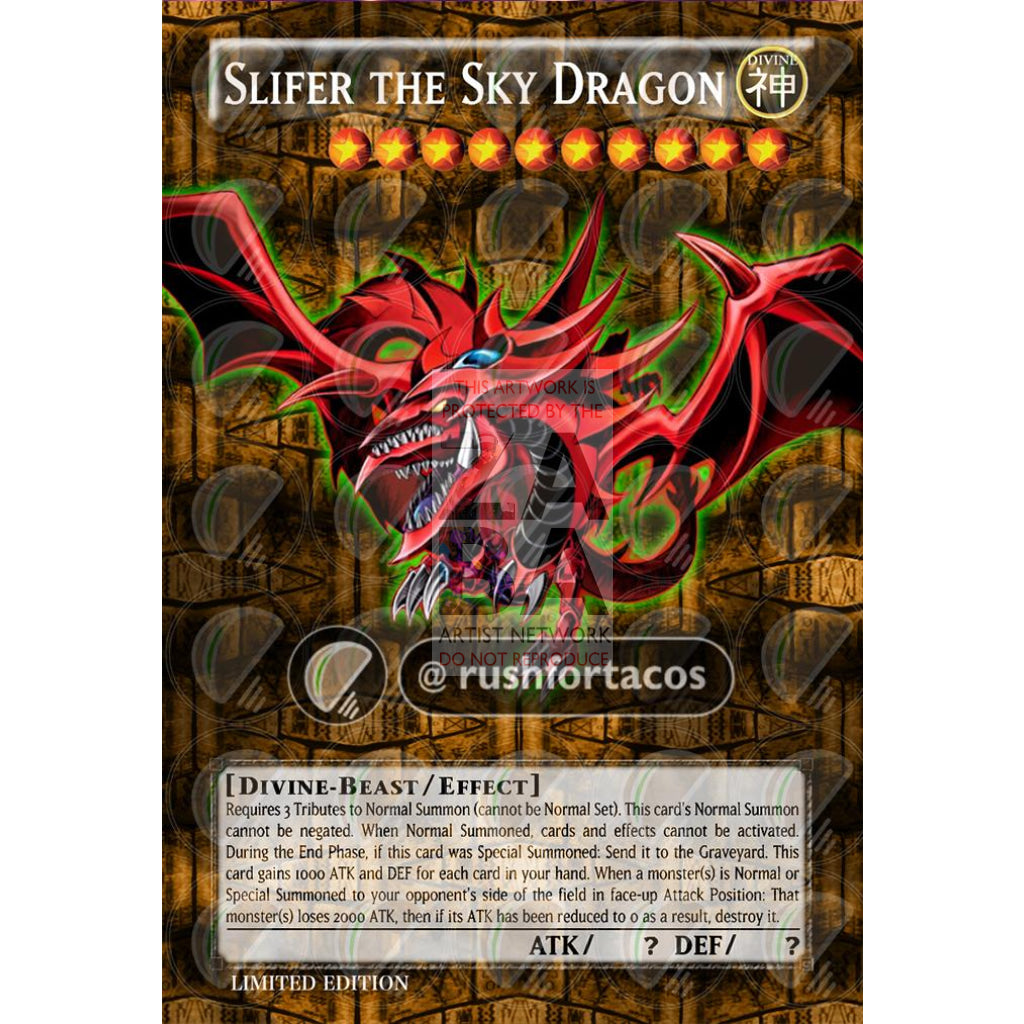 Slifer The Sky Dragon Full Art Orica - Custom Yu-Gi-Oh! Card Silver Holographic