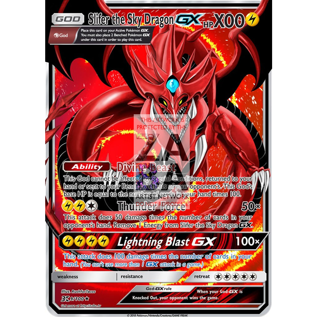 Slifer the Sky Dragon GX (Pokemon Yu-Gi-Oh! God Card Crossover) Custom Pokemon Card - ZabaTV