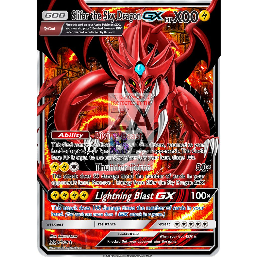 Slifer the Sky Dragon GX (Pokemon Yu-Gi-Oh! God Card Crossover) Custom Pokemon Card - ZabaTV