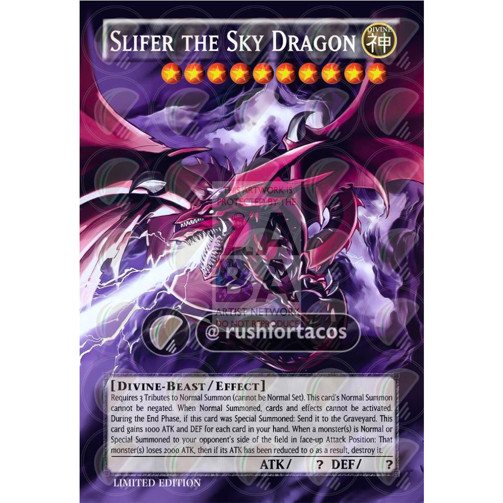 Slifer The Sky Dragon V2 Full Art Orica - Custom Yu-Gi-Oh! Card Silver Holographic