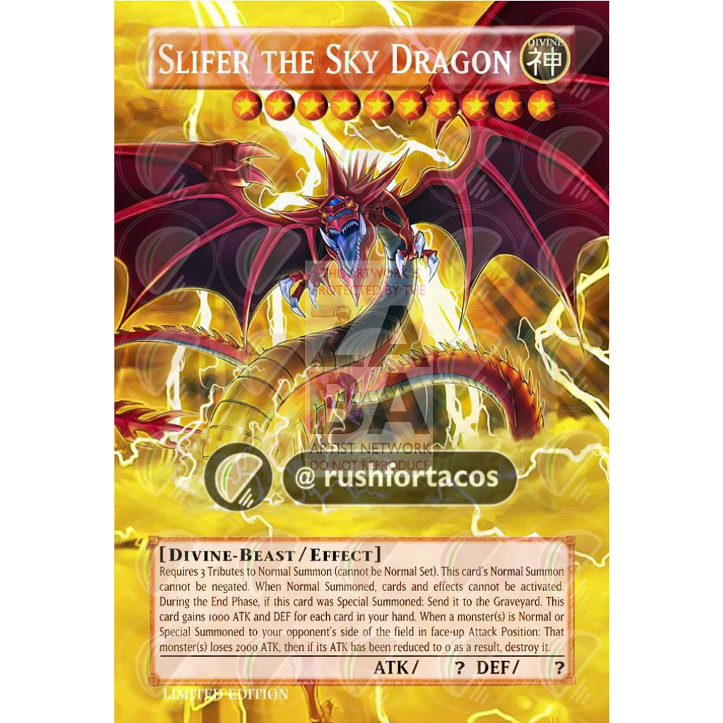 Slifer The Sky Dragon V3 Full Art Orica - Custom Yu-Gi-Oh! Card Silver Holographic
