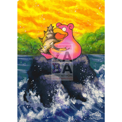 Slowbro 43/62 Fossil Extended Art Custom Pokemon Card Textless Silver Holographic