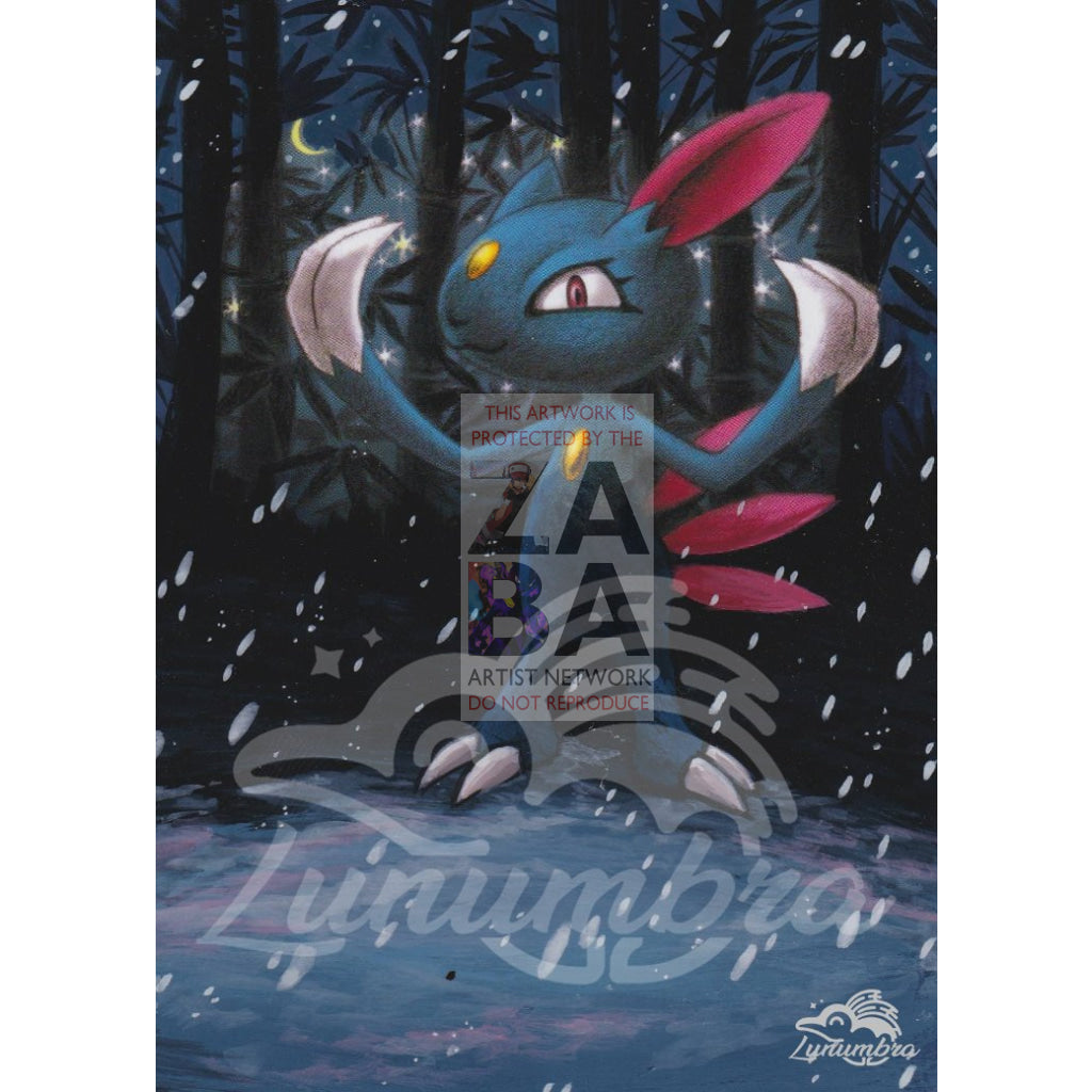 Sneasel 68/90 Undaunted Extended Art Custom Pokemon Card Textless Silver Holographic