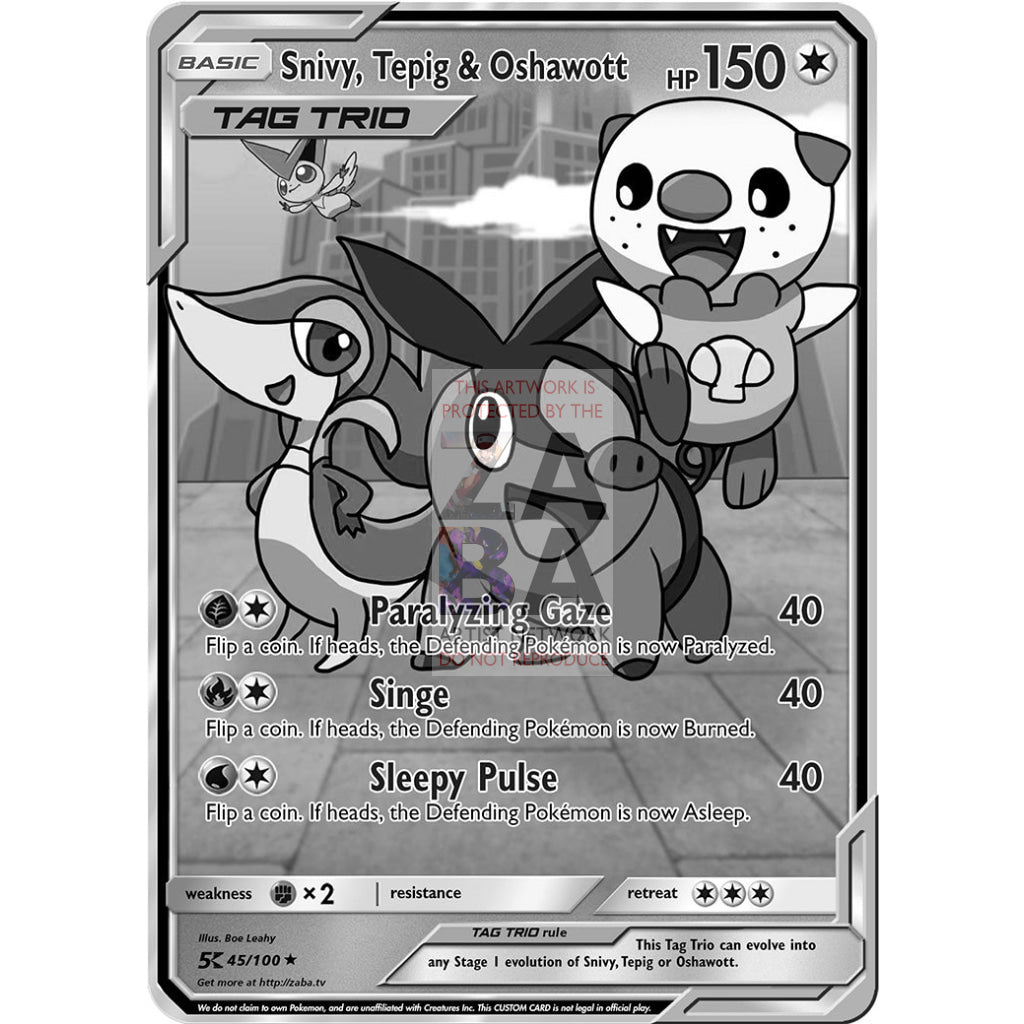 Snivy, Tepig & Oshawott TAG TRIO Custom Pokemon Card - ZabaTV