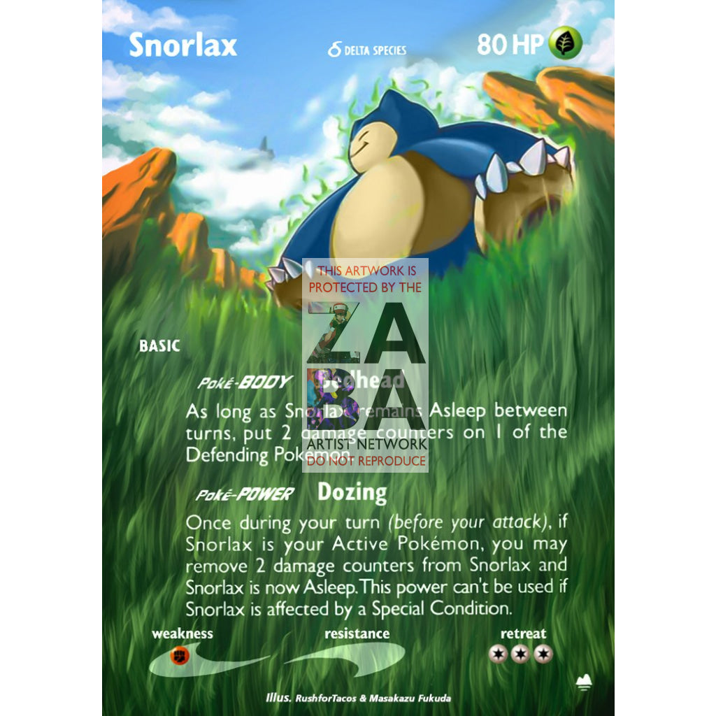 Snorlax (Delta Species) 10/101 EX Dragon Frontiers Extended Art Custom Pokemon Card - ZabaTV