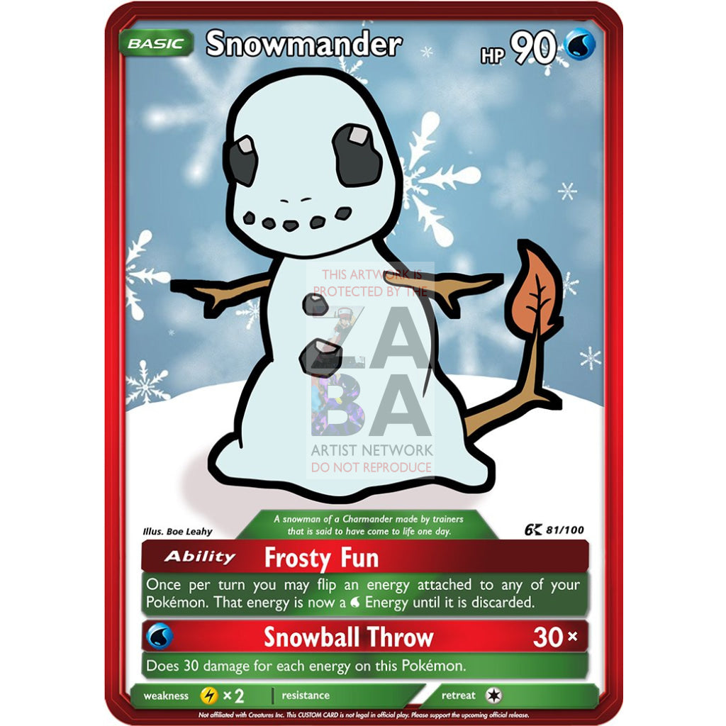 Snowmander (Pokemas Charmander) Custom Pokemon Card