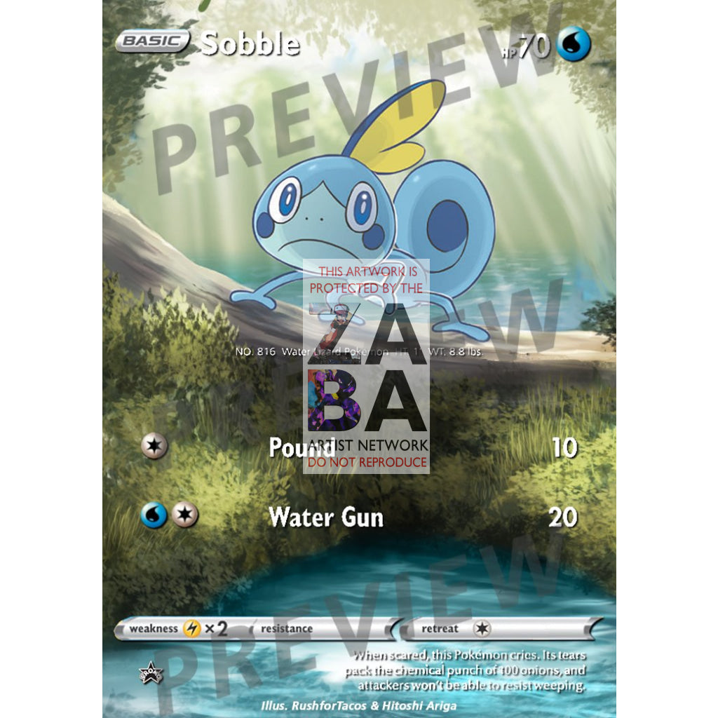 Sobble 55/202 Sword & Shield Extended Art Custom Pokemon Card - ZabaTV