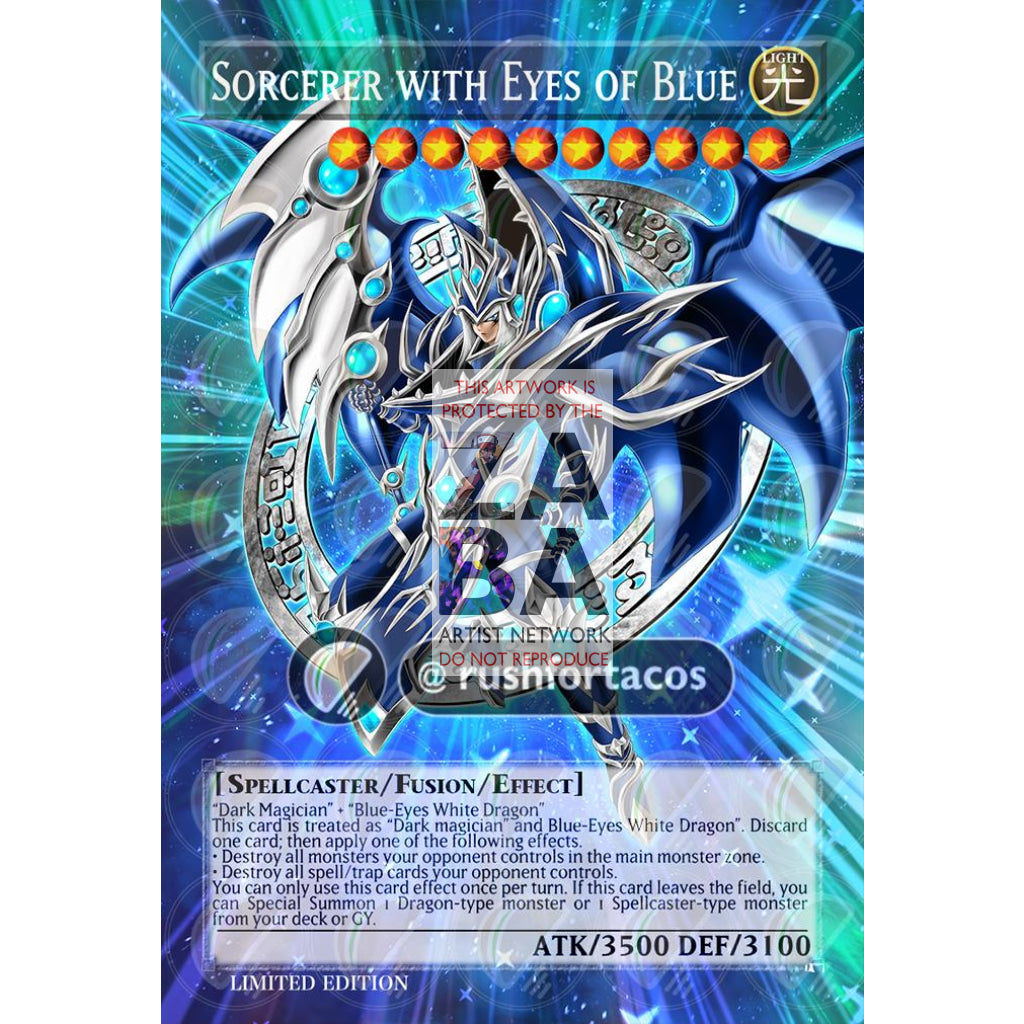 Sorcerer with Eyes of Blue Full Art ORICA- Custom Yu-Gi-Oh! Card - ZabaTV