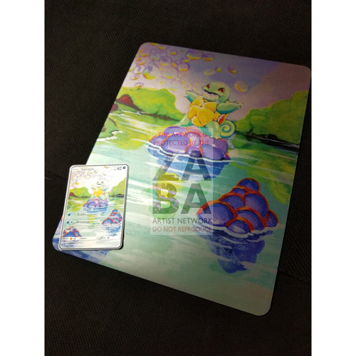 Squirtle 63/102 8X10.5 Holographic Poster + Card Gift Set Only Custom Pokemon