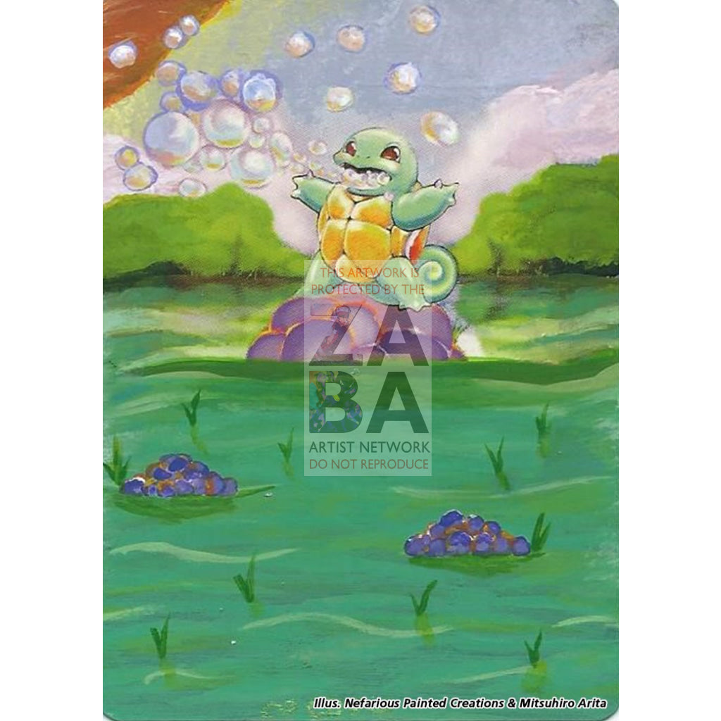 Squirtle 63/102 Base Set Extended Art Custom Pokemon Card Silver Holo
