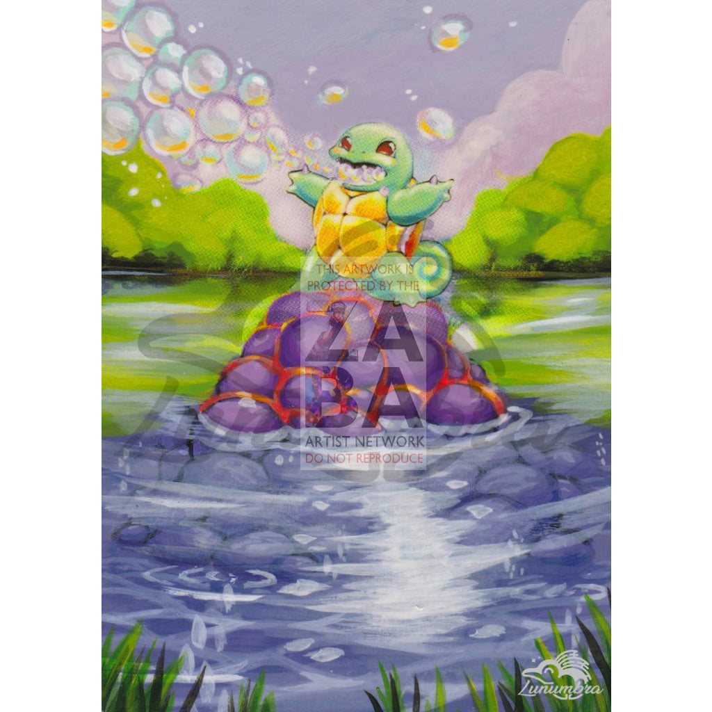 Squirtle 63/102 Base Set Extended Art Custom Pokemon Card Textless Silver Holographic