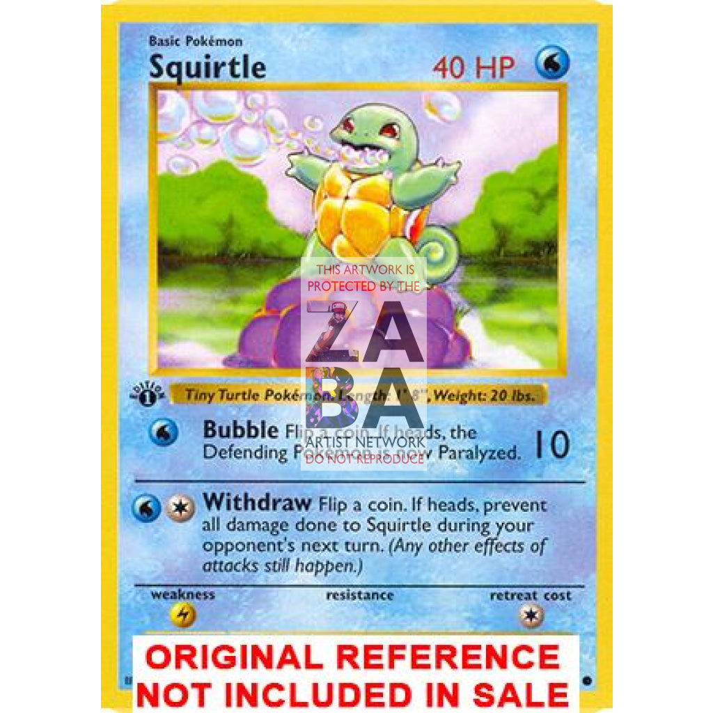 Squirtle 63/102 Base Set (+Text) Extended Art Custom Pokemon Card - ZabaTV