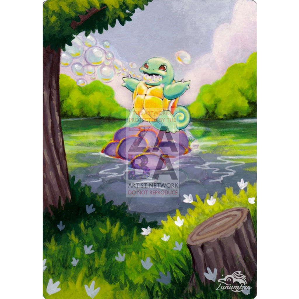 Squirtle 93/102 Base Set 2 Extended Art Custom Pokemon Card Textless Silver Holographic