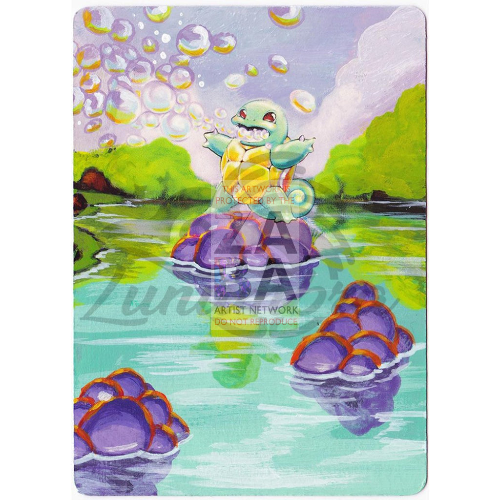 Squirtle Base Set 63/102 Extended Art Custom Pokemon Card Textless Silver Holographic