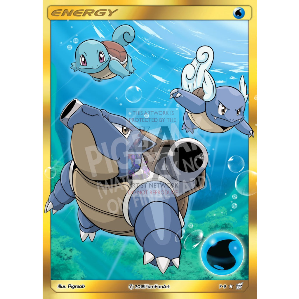 Squirtle Evolution Water Energy Pigreak Custom Pokemon Card