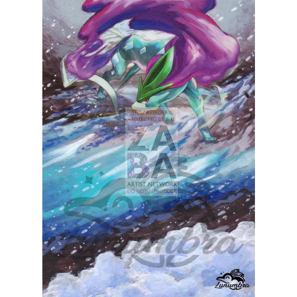 Suicune 59/214 Sun & Moon Lost Thunder Extended Art Custom Pokemon Card Textless Silver Holographic