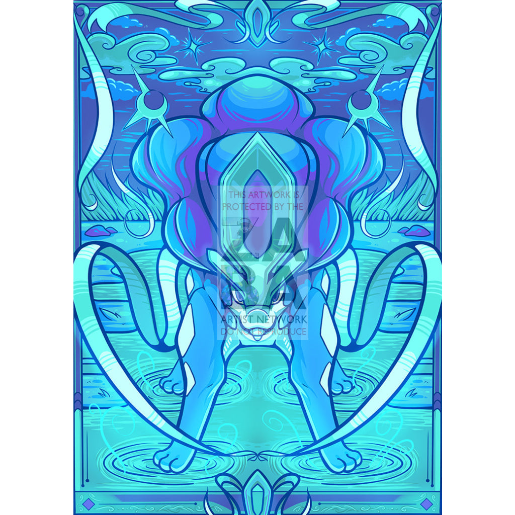 Suicune Special Custom Pokemon Card Textless / Silver Foil