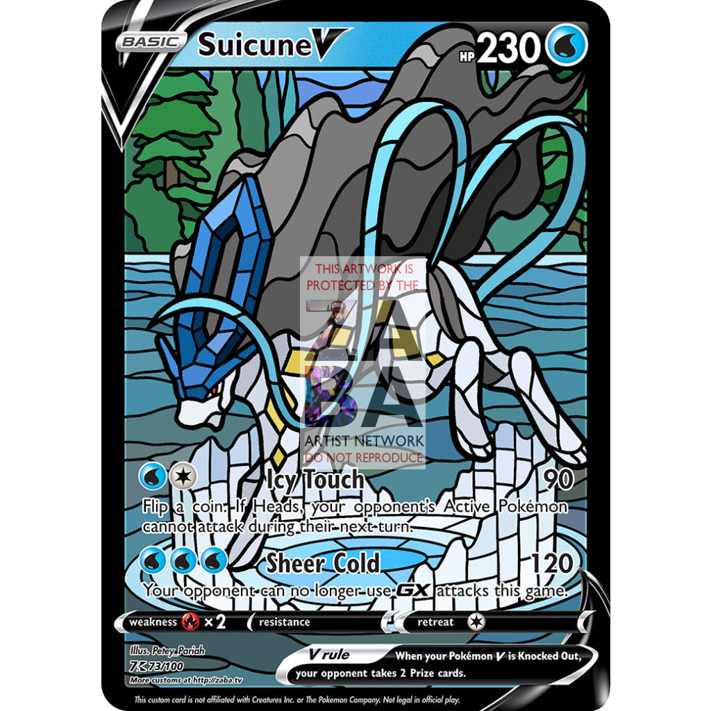 Suicune V Stained-Glass Custom Pokemon Card - ZabaTV