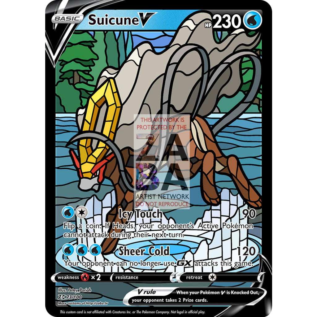 Suicune V Stained-Glass Custom Pokemon Card - ZabaTV