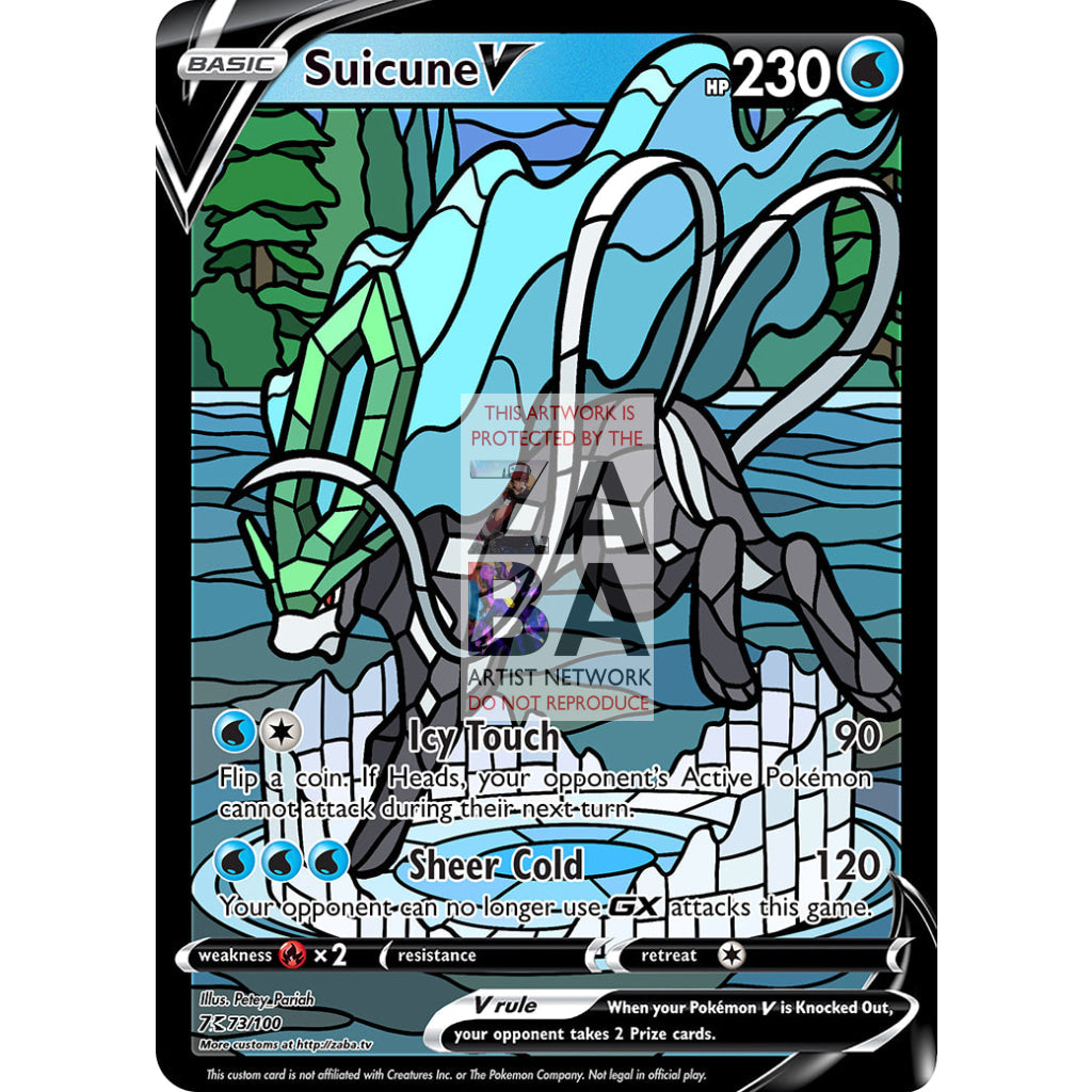 Suicune V Stained-Glass Custom Pokemon Card - ZabaTV