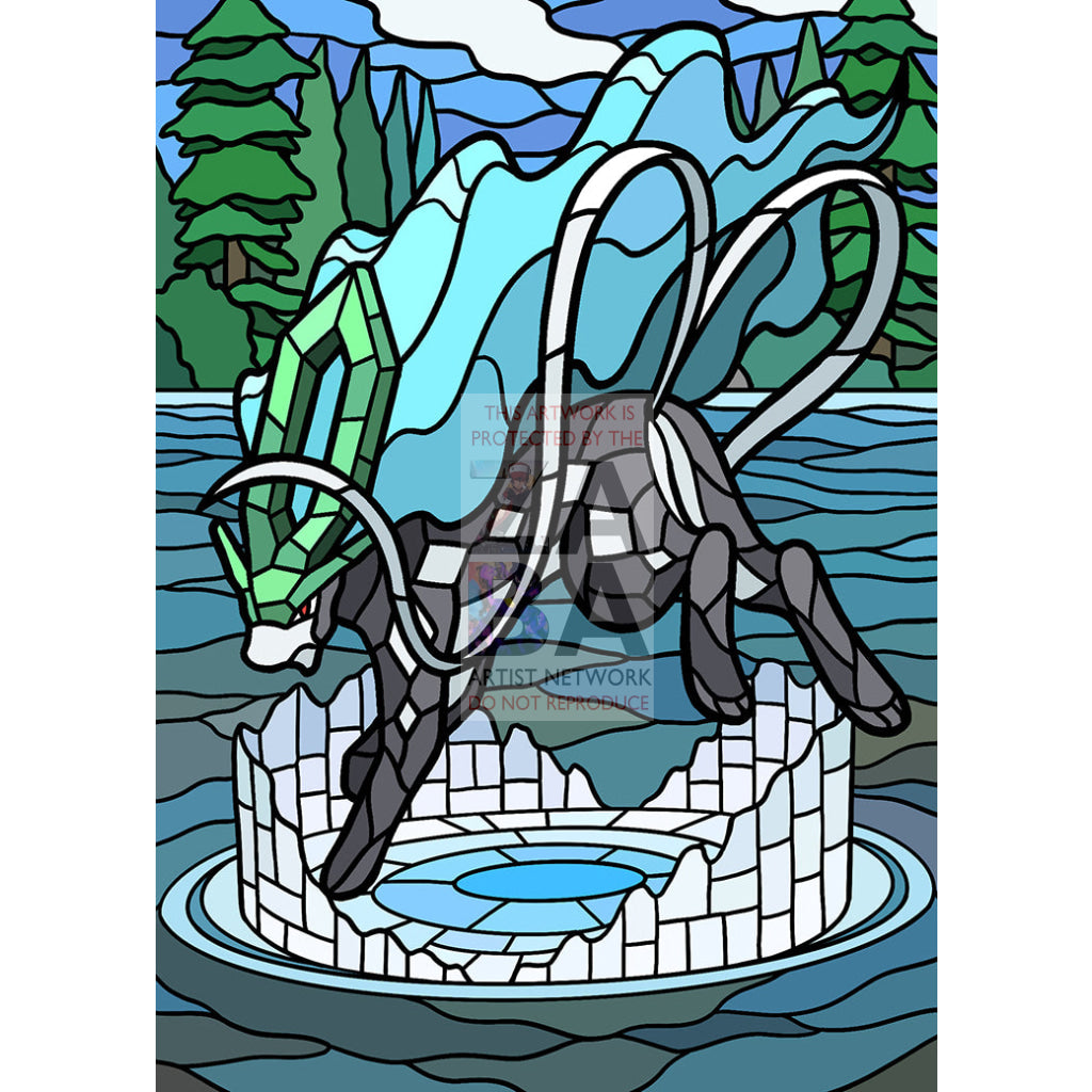 Suicune V Stained - Glass Custom Pokemon Card Frost Bite Textless / Silver Foil