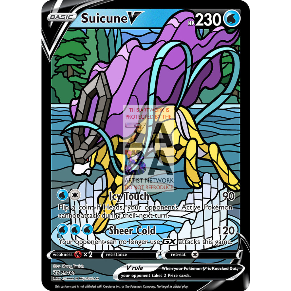 Suicune V Stained-Glass Custom Pokemon Card - ZabaTV